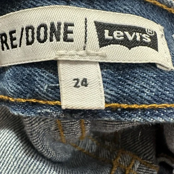 Re/done Levis Women's 501 Straight Jeans in Indigo Daisy medium Blue Denim sz 24 - Picture 9 of 11